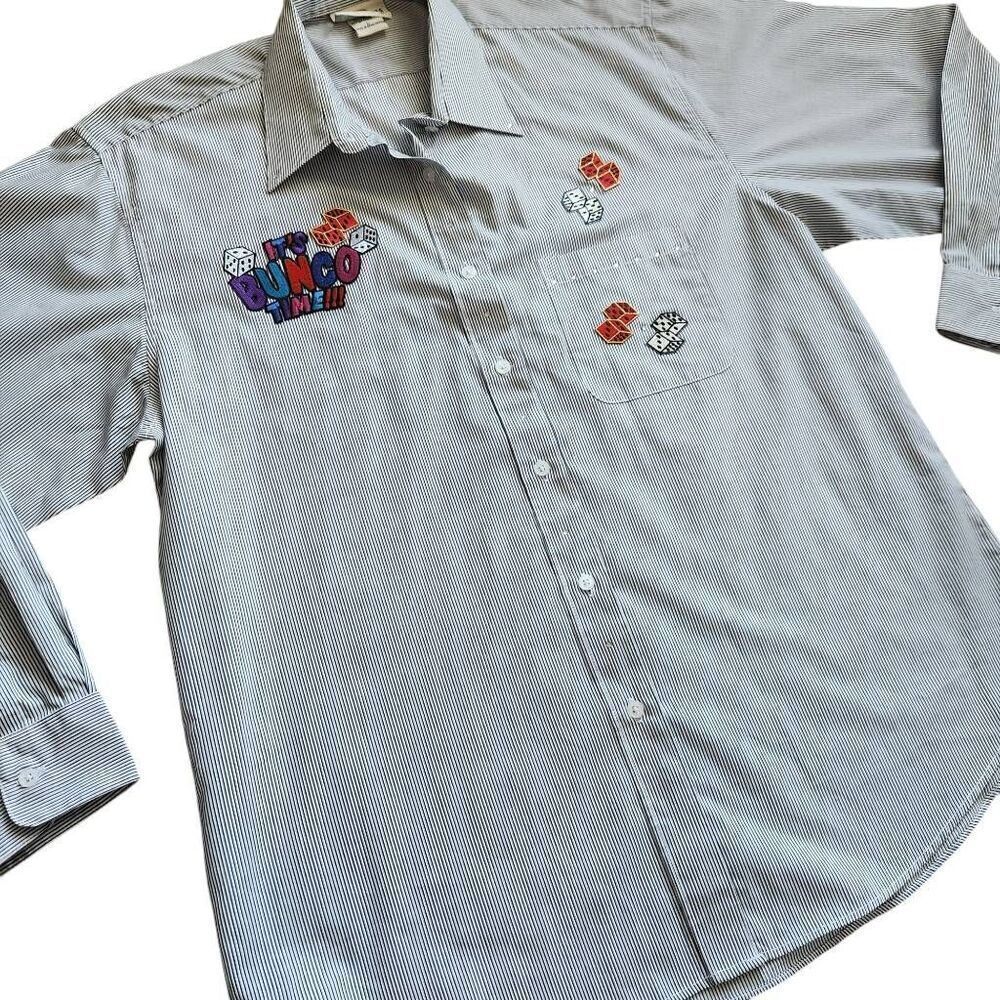 Vintage Las Olas Shirt Womens Large Casino Dice Cards Poker Bunco Las Vegas Rhin